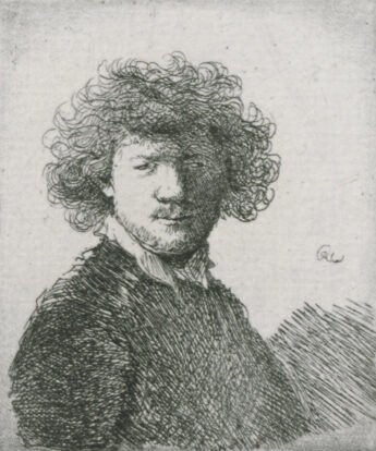 <span class="numbwork">0001</span > <span class="bullwork">•</span > Rembrandt con pelo rizado y cuello blanco