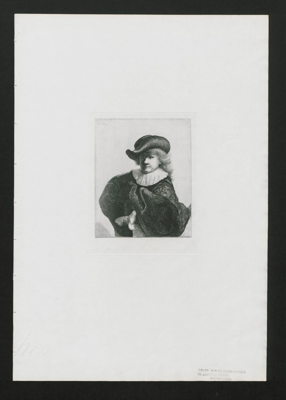 <span class="numbwork">0007</span > <span class="bullwork">•</span > Rembrandt con sombrero redondo y capa bordada - Image 2