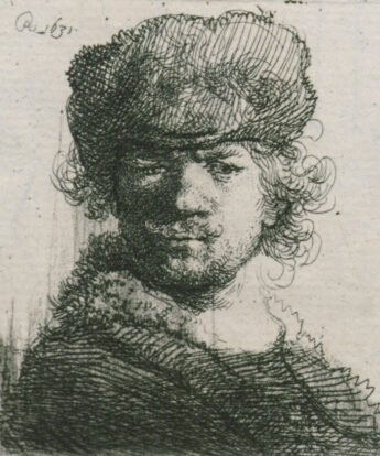 <span class="numbwork">0016</span > <span class="bullwork">•</span > Rembrandt con un sombrero redondo y forrado