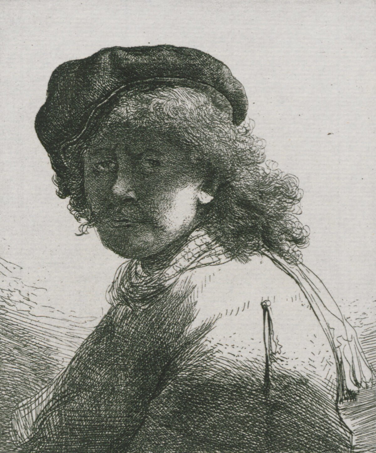 <span class="numbwork">0017</span > <span class="bullwork">•</span > Rembrandt con gorro y una bufanda alrededor del cuello
