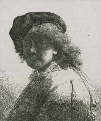 <span class="numbwork">0017</span > <span class="bullwork">•</span > Rembrandt con gorro y una bufanda alrededor del cuello