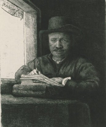 <span class="numbwork">0022</span > <span class="bullwork">•</span > Rembrandt dibujando al lado de una ventana