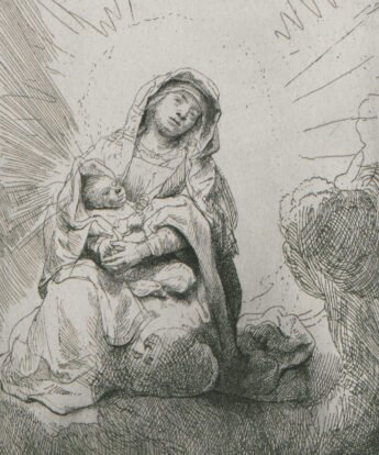 <span class="numbwork">0057</span > <span class="bullwork">•</span > La Virgen y el niño sobre las nubes
