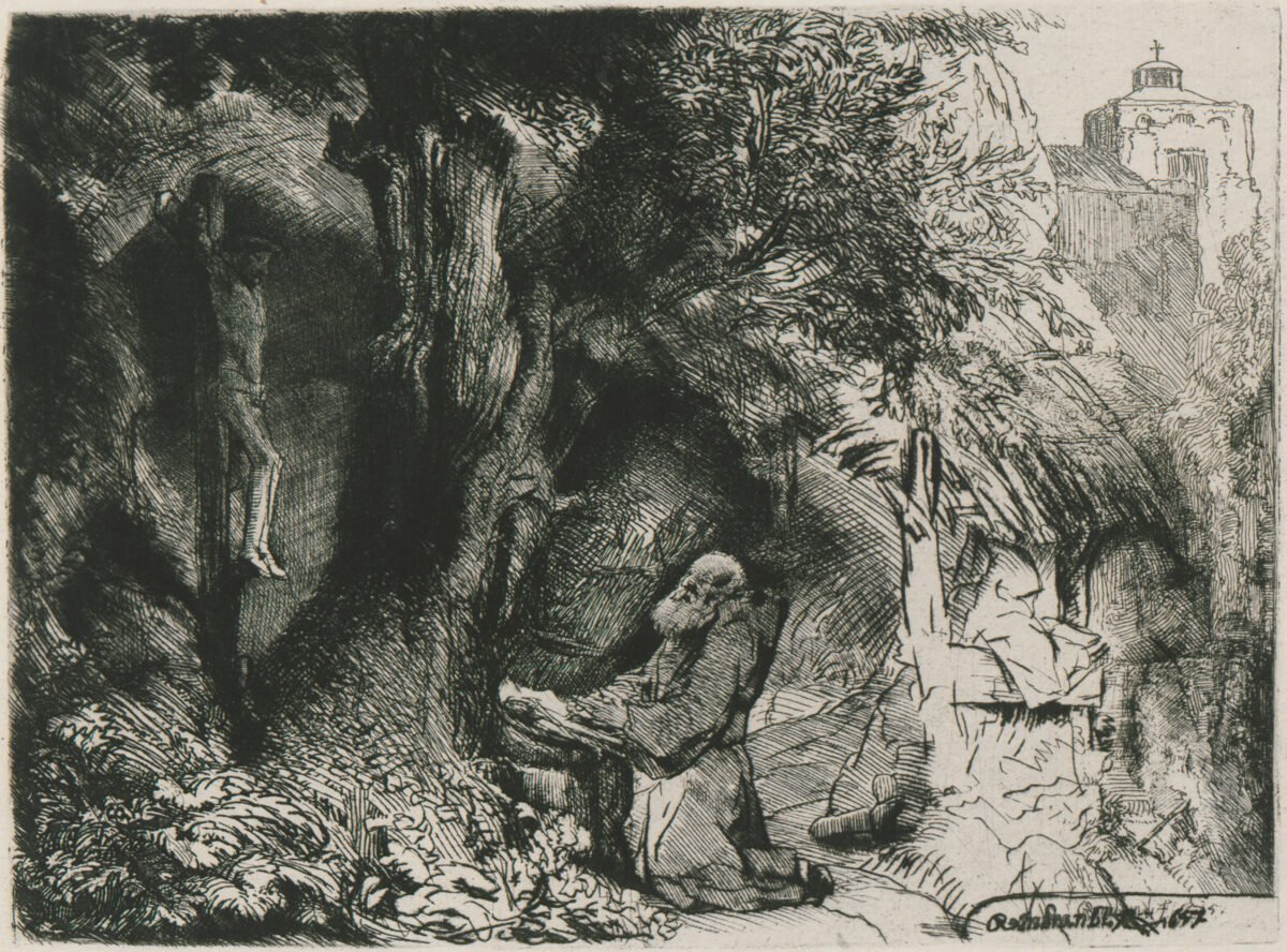 <span class="numbwork">0093</span > <span class="bullwork">•</span > San Francisco orando bajo un árbol