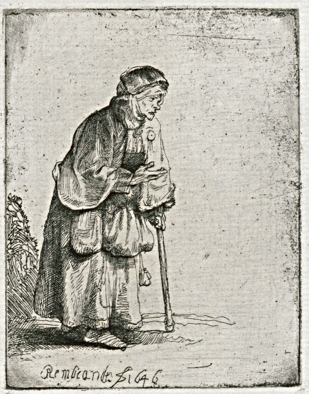 <span class="numbwork">0150</span > <span class="bullwork">•</span >  Anciana mendiga recostada sobre un bastón