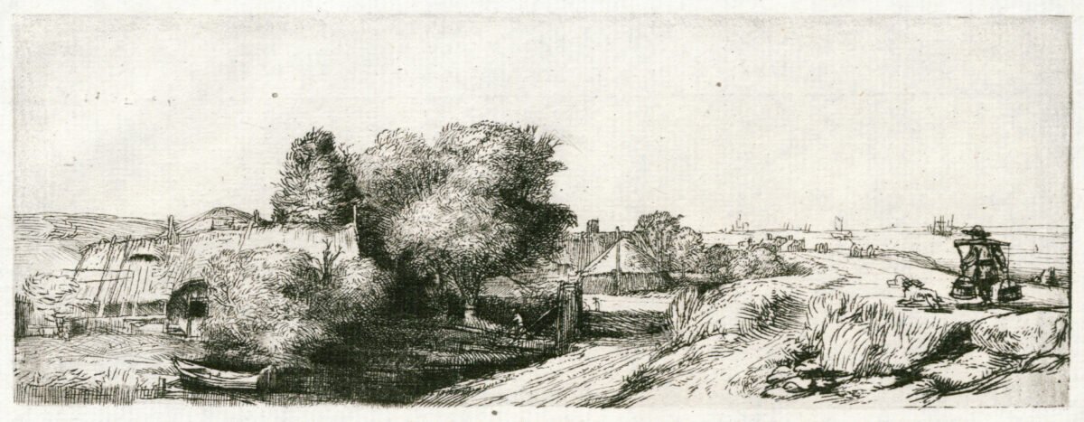 <span class="numbwork">0183</span > <span class="bullwork">•</span >  Vista del Diemerdijk con un lechero y cabañas (El lechero)