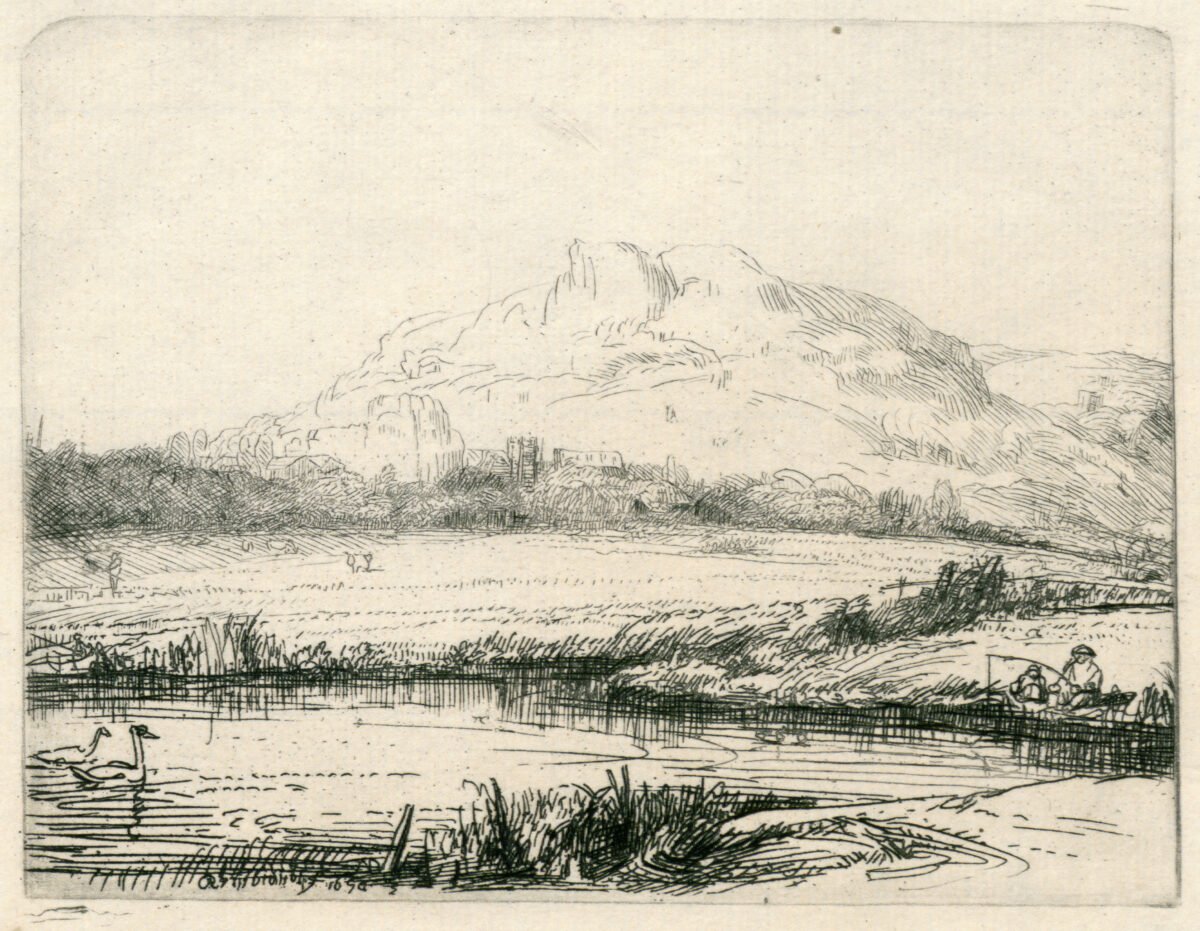 <span class="numbwork">0195</span > <span class="bullwork">•</span > Canal con un pescador y dos cisnes