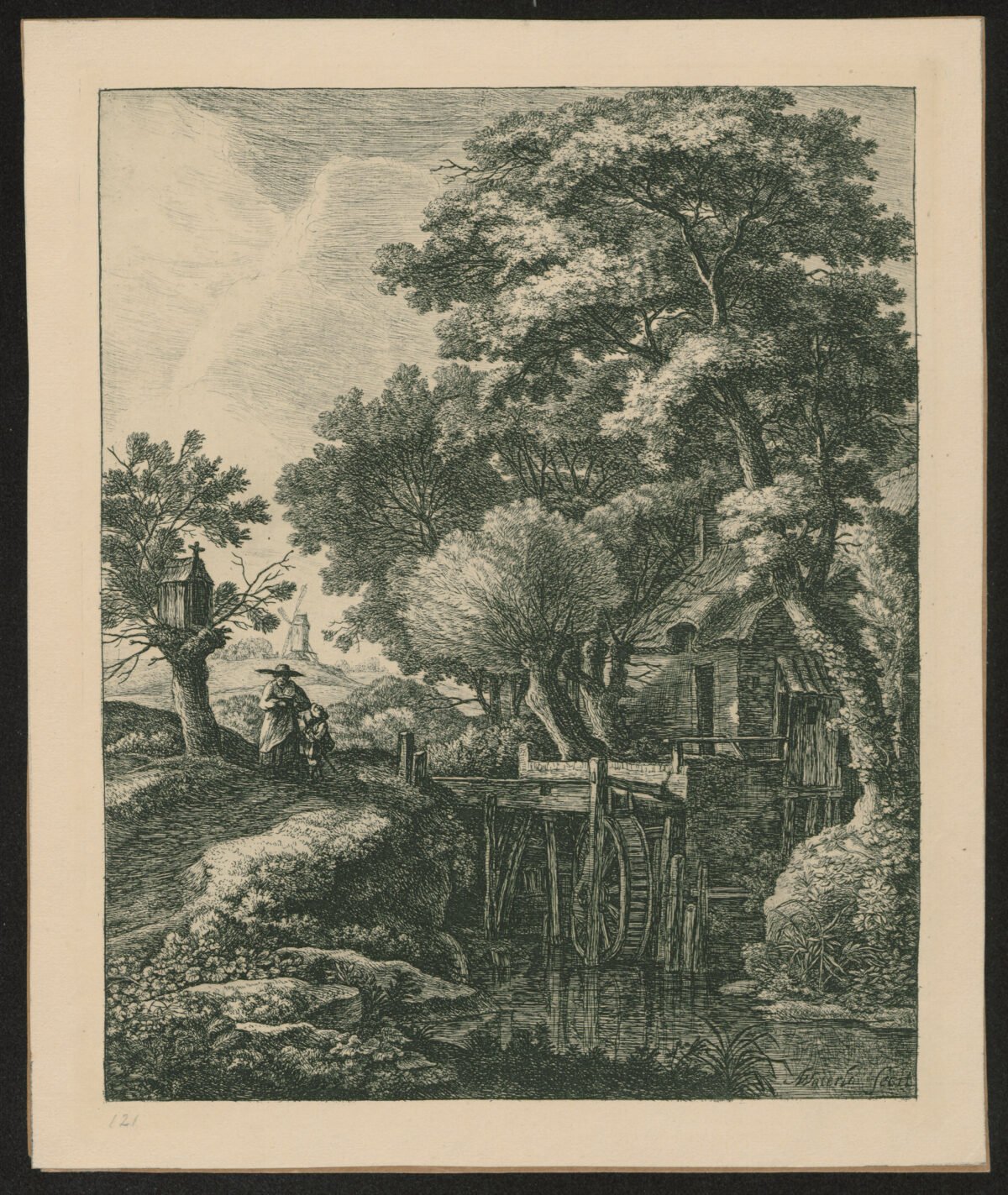<span class="numbwork">1036</span > <span class="bullwork">•</span > Paisaje con un molino y un arroyo rodeado de árboles altos - Image 2
