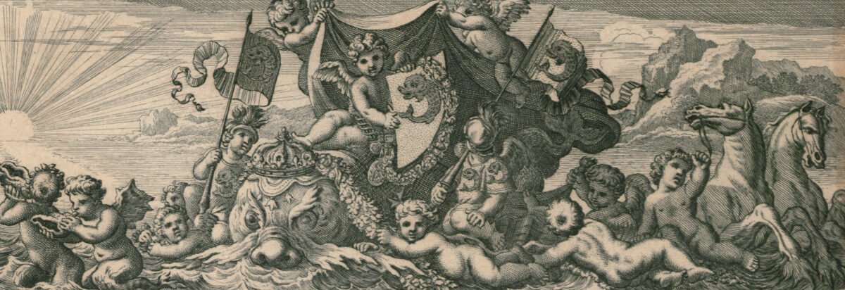 <span class="numbwork">1043</span > <span class="bullwork">•</span > Los amores sobre el agua llevando el escudo de armas del Delfín