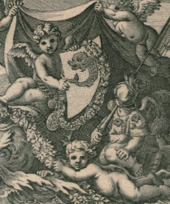 <span class="numbwork">1043</span > <span class="bullwork">•</span > Los amores sobre el agua llevando el escudo de armas del Delfín