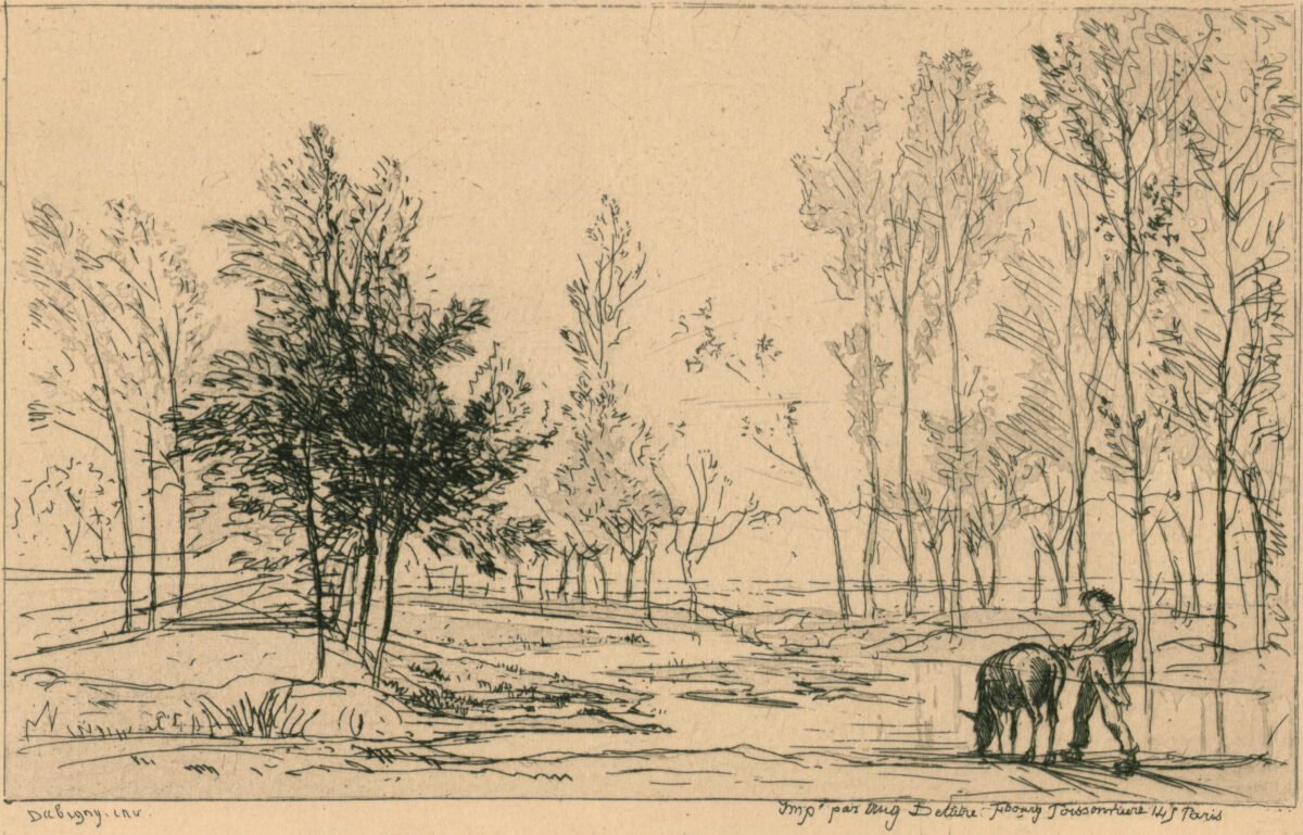 <span class="numbwork">1057</span > <span class="bullwork">•</span > Paisaje con un burro en un abrevadero