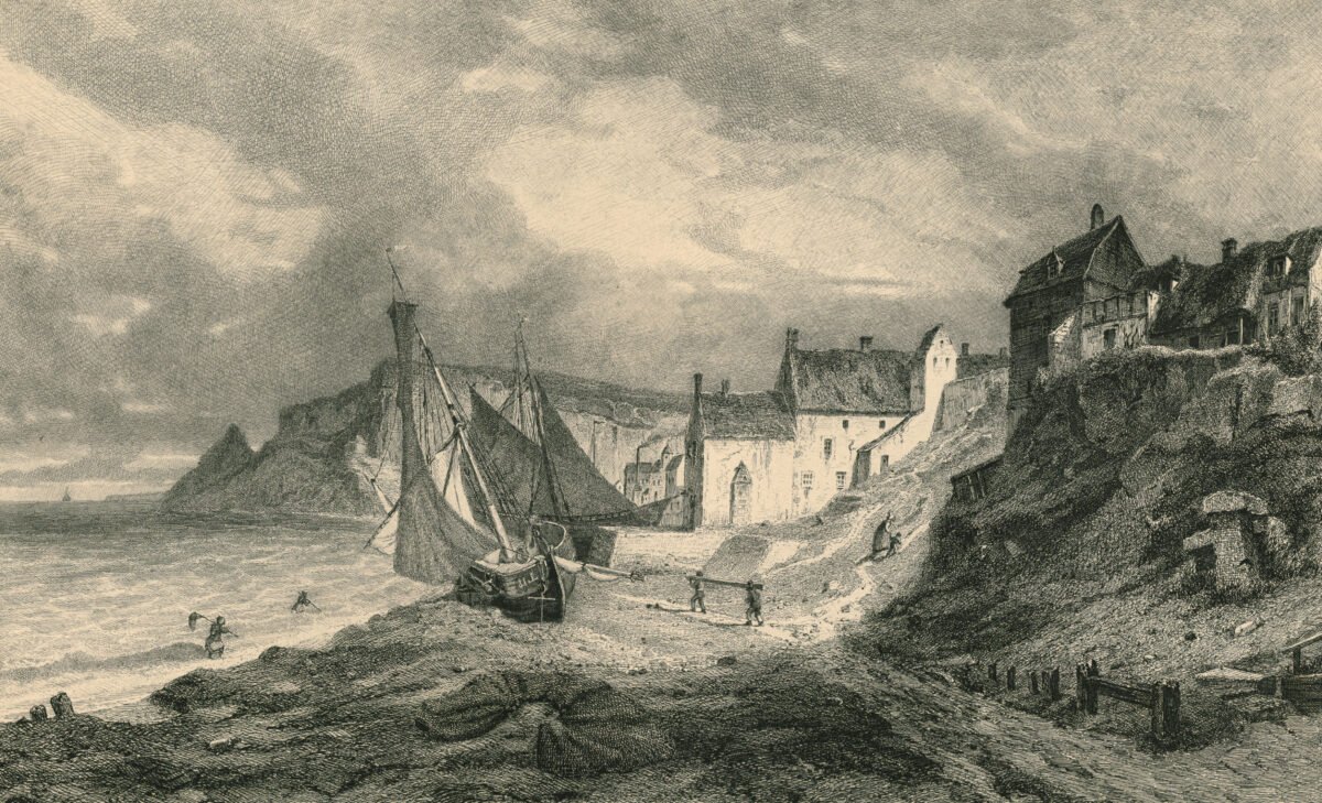 <span class="numbwork">1073</span > <span class="bullwork">•</span > Vista del Puerto de Bessin (Francia)