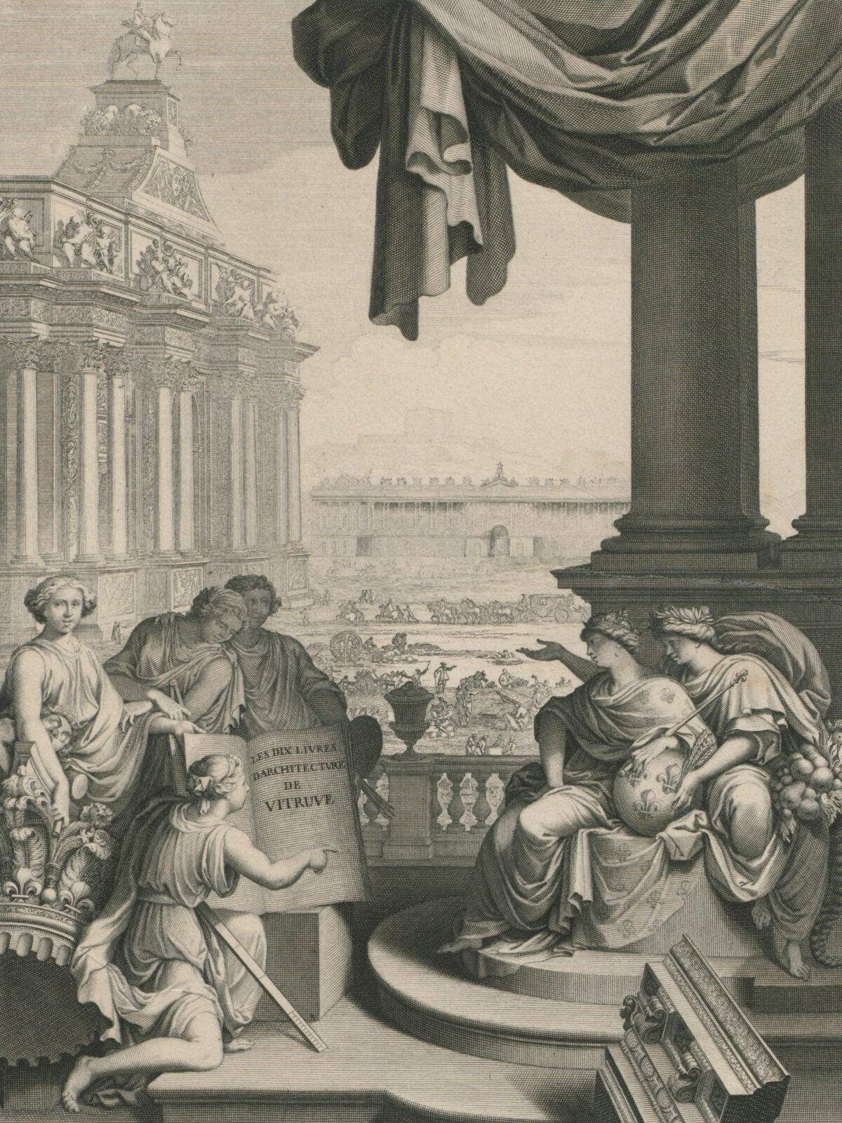 <span class="numbwork">1111</span > <span class="bullwork">•</span > Vista con el Arco del triunfo y la fachada el Louvre en construcción