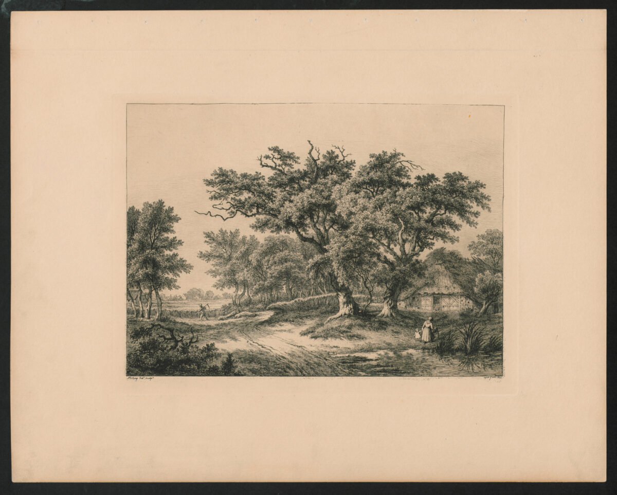 <span class="numbwork">1113</span > <span class="bullwork">•</span > Paisaje con una cabaña bajo los árboles - Image 2