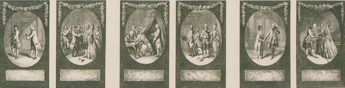 <span class="numbwork">1150</span > <span class="bullwork">•</span > 6 ilustraciones de la comedia Mina von Barnhelm (1)