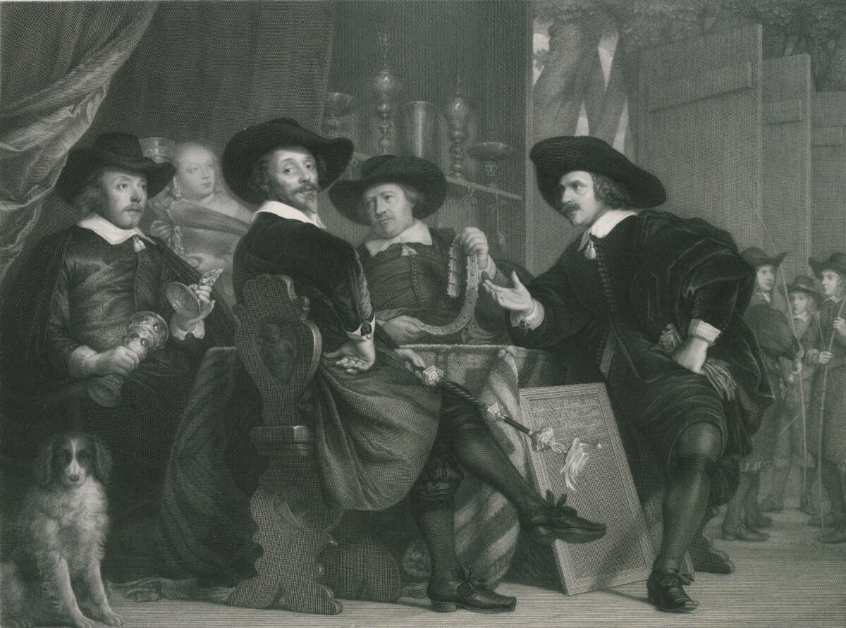 <span class="numbwork">1169</span > <span class="bullwork">•</span > Oficiales del gremio de arqueros de San Sebastián en Ámsterdam