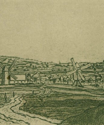 <span class="numbwork">1180</span > <span class="bullwork">•</span > Paisaje de un pueblo con molinos