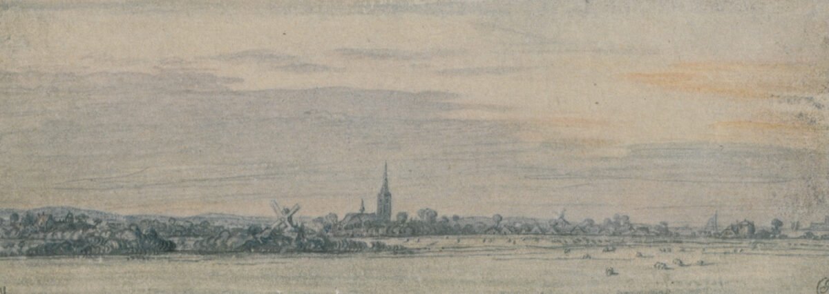 <span class="numbwork">1195</span > <span class="bullwork">•</span > Paisaje de campo con una torre y un molino
