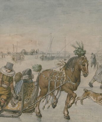 <span class="numbwork">1203</span > <span class="bullwork">•</span > Escena en lago congelado con un trineo tirado por un caballo