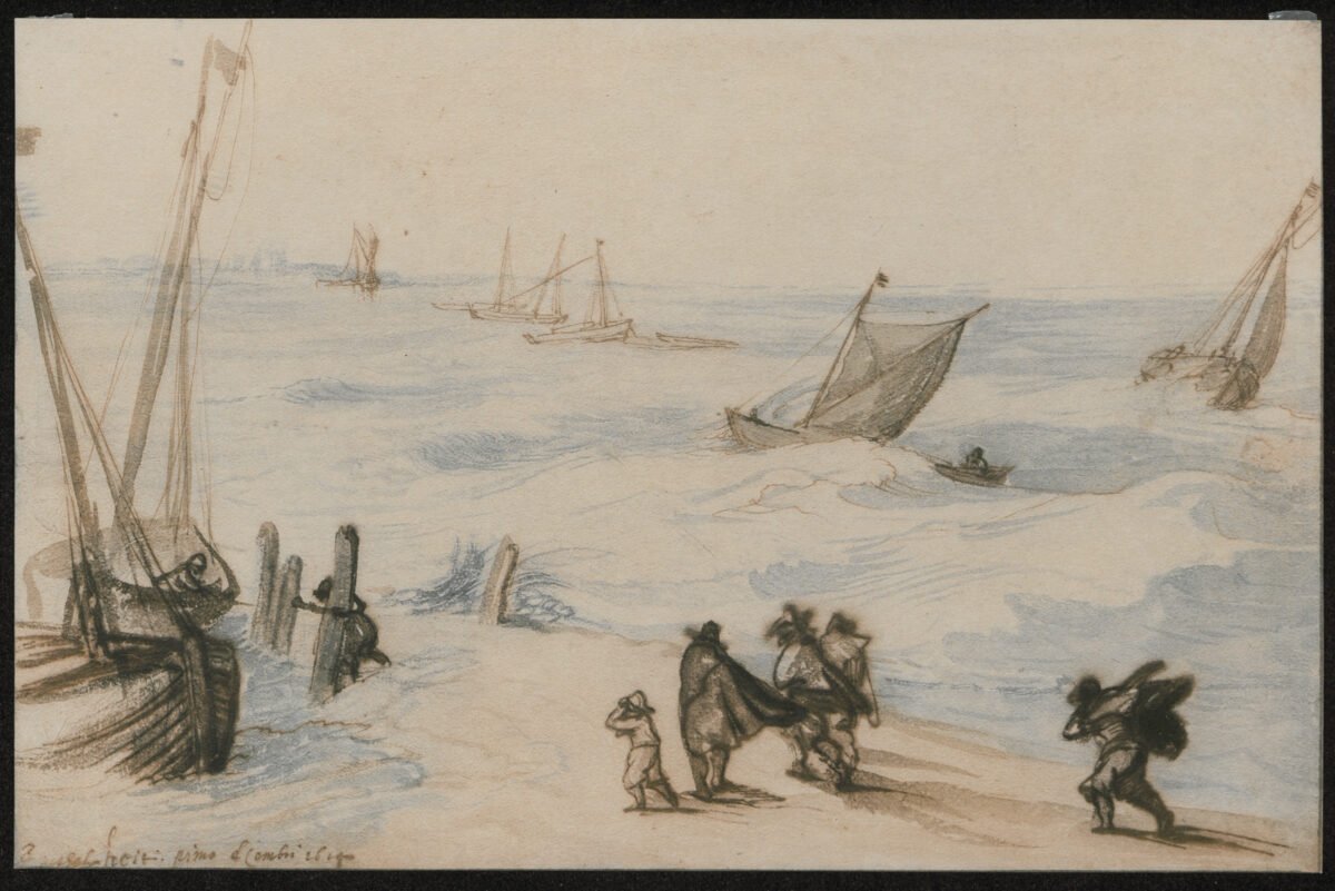 <span class="numbwork">1211</span > <span class="bullwork">•</span > Playa con veleros en un mar tormentoso - Image 2