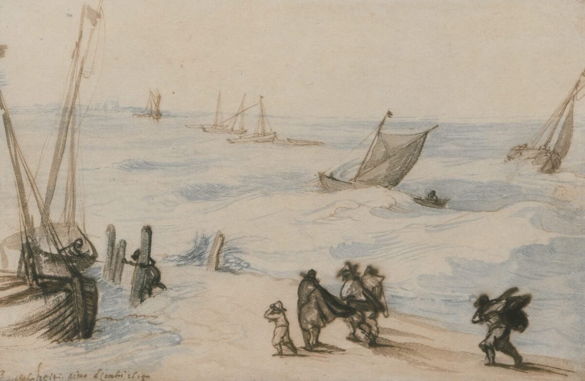 <span class="numbwork">1211</span > <span class="bullwork">•</span > Playa con veleros en un mar tormentoso