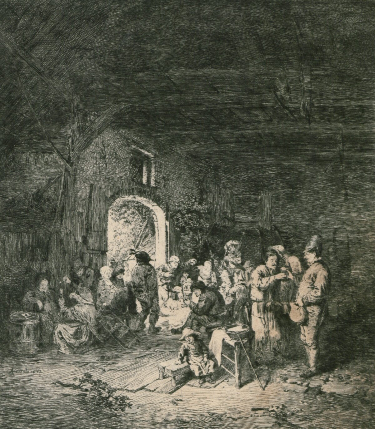 <span class="numbwork">1249</span > <span class="bullwork">•</span > Escena de fiesta dentro de una cabaña