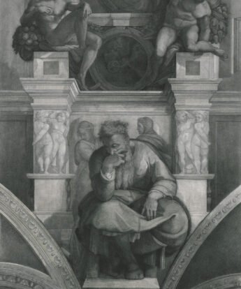 <span class="numbwork">1363</span > <span class="bullwork">•</span > Lamentación del profeta Jeremías (detalle del fresco de la Capilla Sixtina)