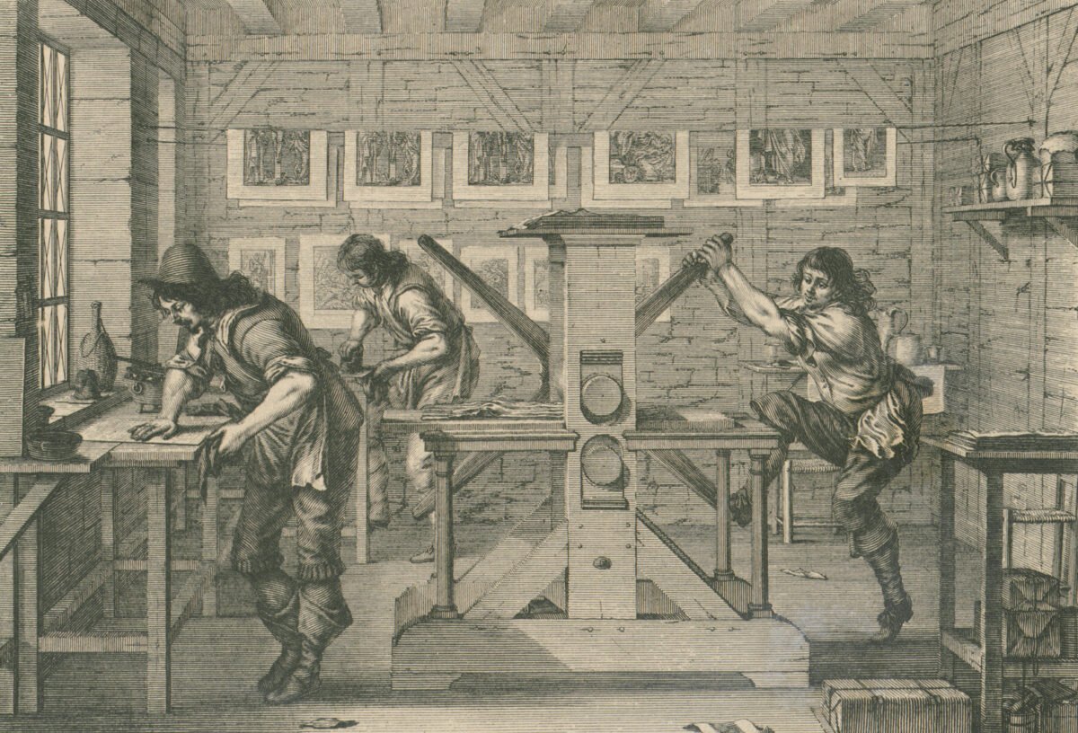 <span class="numbwork">1495</span > <span class="bullwork">•</span > Los impresores de huecograbado (talla dulce)