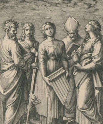 <span class="numbwork">1521</span > <span class="bullwork">•</span > Santa Cecilia sosteniendo un órgano de mano