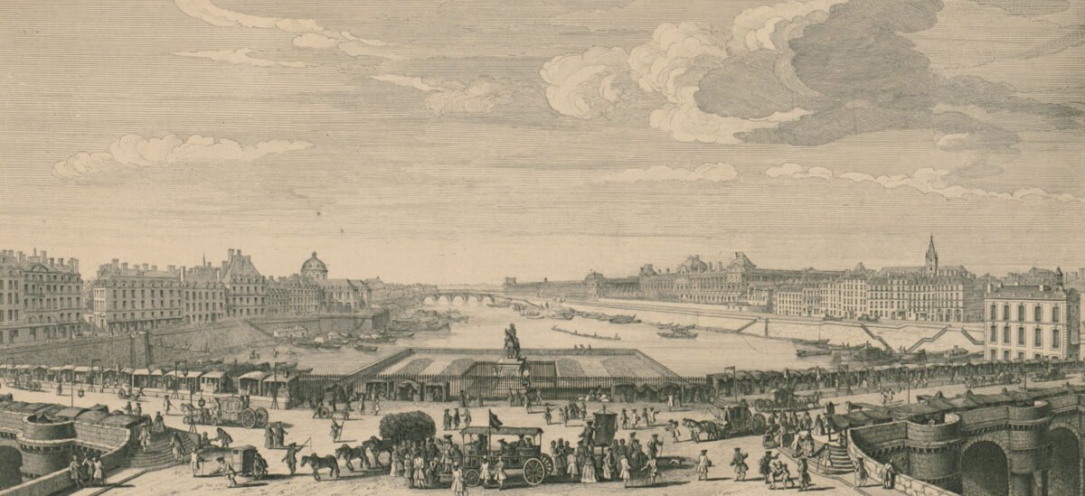 <span class="numbwork">1529</span > <span class="bullwork">•</span > Vista de París desde el medio del Pont-Neuf