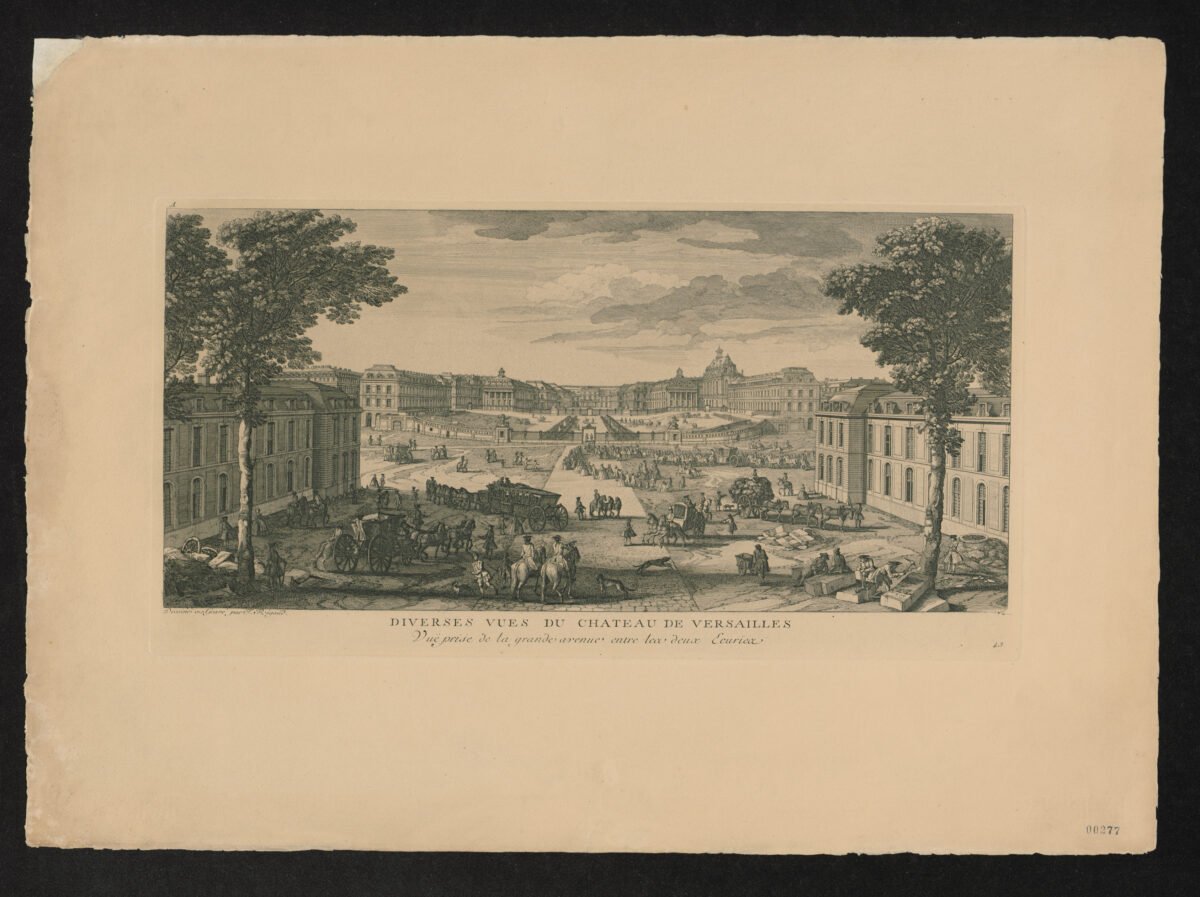 <span class="numbwork">1535</span > <span class="bullwork">•</span > Vista del Palacio de Versalles desde la avenida que pasa entre los establos - Image 2