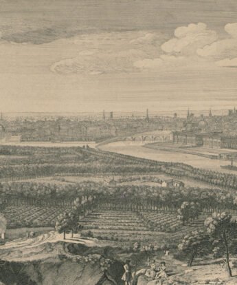 <span class="numbwork">1539</span > <span class="bullwork">•</span > Vista panorámica de París con el Sena en primer plano a la derecha