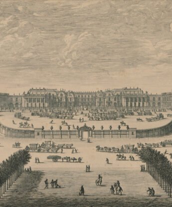 <span class="numbwork">1542</span > <span class="bullwork">•</span > Palacio Real de Versalles desde el centro de la avenida principal