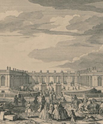 <span class="numbwork">1544</span > <span class="bullwork">•</span > Vista del Trianon en el Parque de Versalles desde la avenida