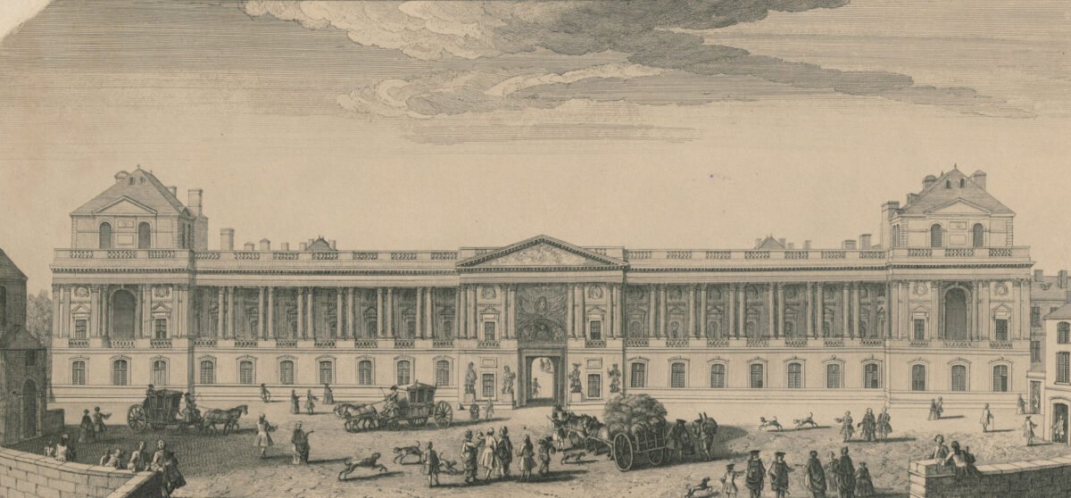 <span class="numbwork">1550</span > <span class="bullwork">•</span > Vista de la gran fachada este del viejo Louvre