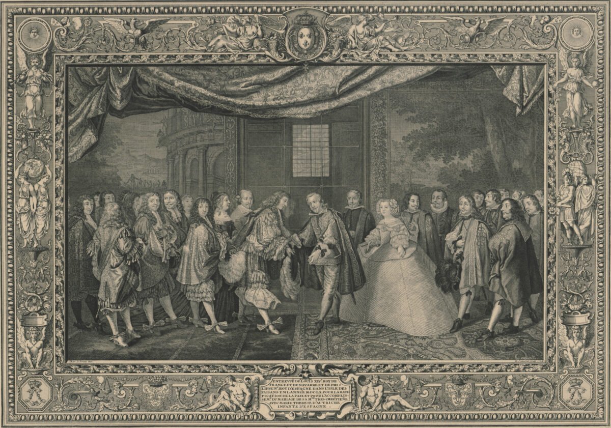 <span class="numbwork">1571</span > <span class="bullwork">•</span > Entrevista entre Luis XIV de Francia y Felipe IV de España