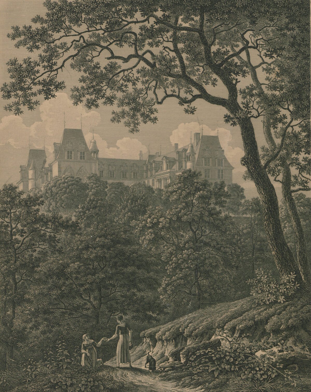 <span class="numbwork">1572</span > <span class="bullwork">•</span > Vista del castillo de Ecouen tomada desde el medio del bosque