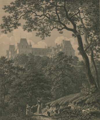 <span class="numbwork">1572</span > <span class="bullwork">•</span > Vista del castillo de Ecouen tomada desde el medio del bosque