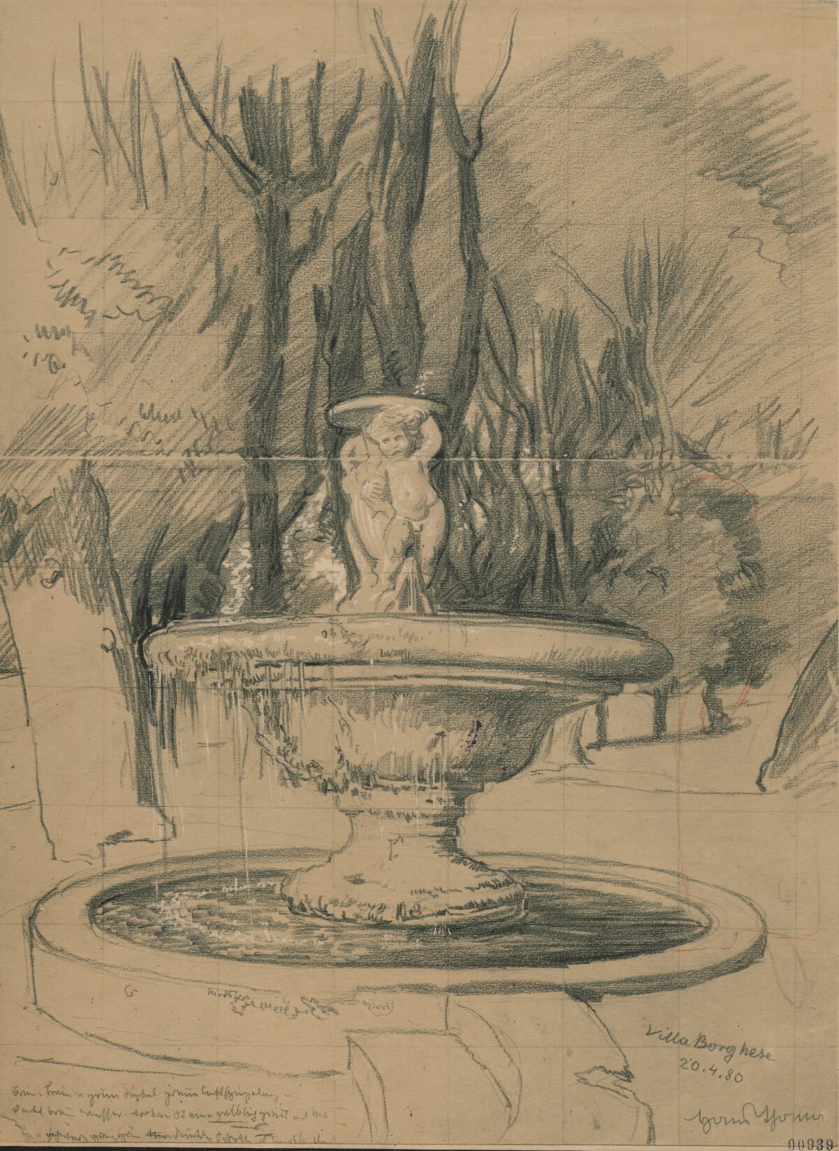 <span class="numbwork">1575</span > <span class="bullwork">•</span > Fuente con un querubín en el jardín de Villa Borghese