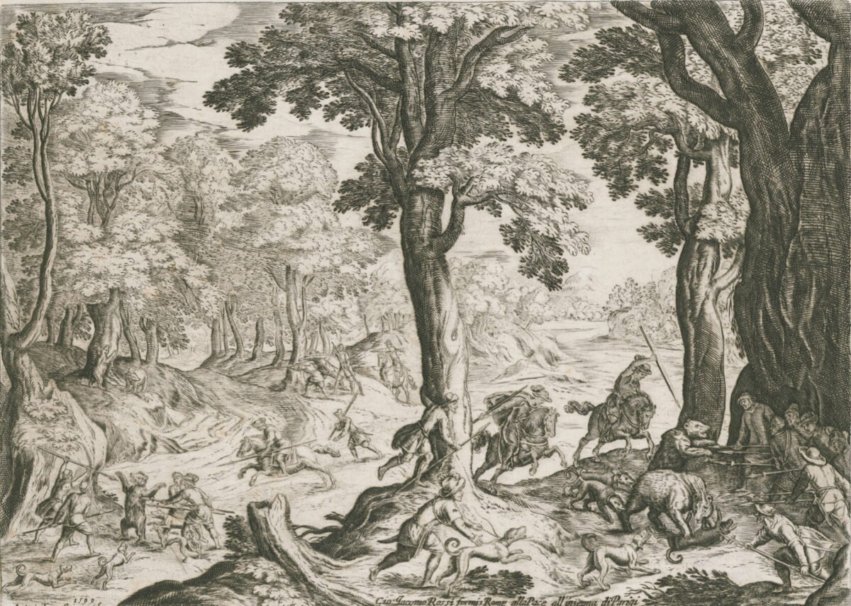 <span class="numbwork">1584</span > <span class="bullwork">•</span > Escena en el bosque (cacería de osos)