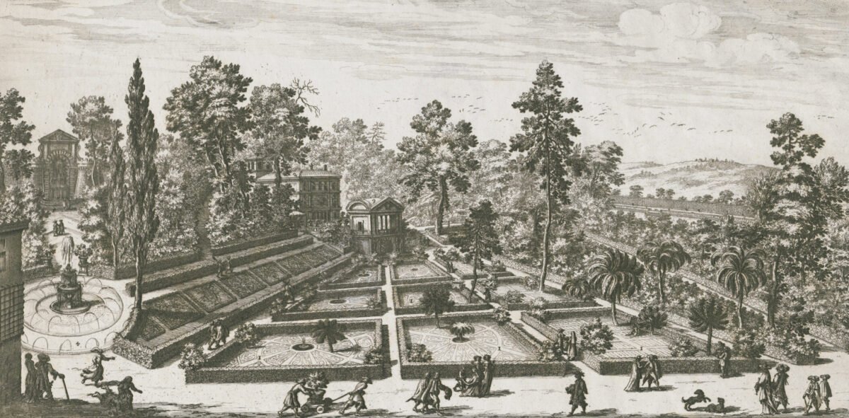 <span class="numbwork">1588</span > <span class="bullwork">•</span > Vista del Jardín del Belvedere en el Palacio Papal del Vaticano