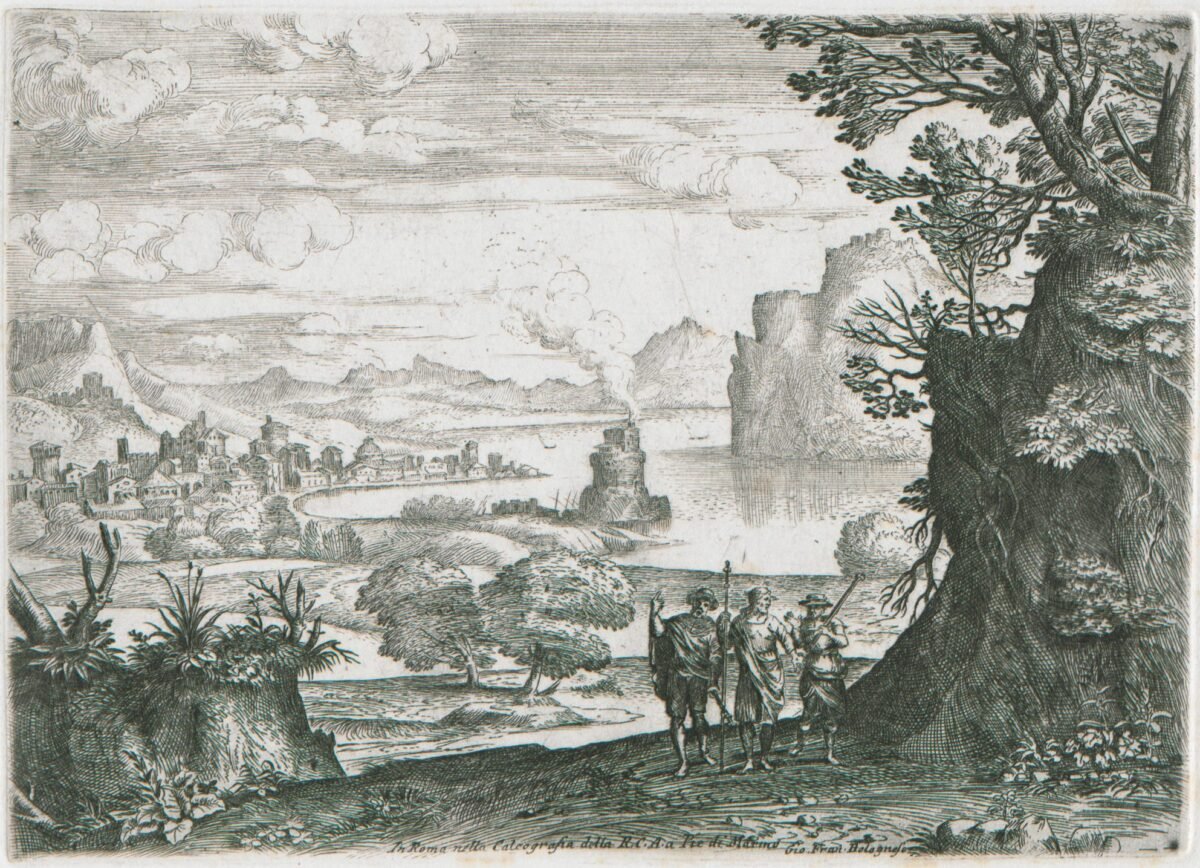 <span class="numbwork">1601</span > <span class="bullwork">•</span > Paisaje con tres hombres jugando con dados - Paisaje con tres hombres caminando - Image 3