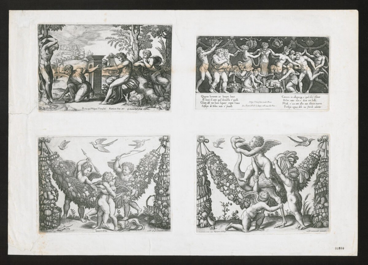 <span class="numbwork">1603</span > <span class="bullwork">•</span > Sacrificio a Príapo - Apolo y Marsias - Cuatro cupidos - Tres cupidos jugando con un avestruz - Image 2
