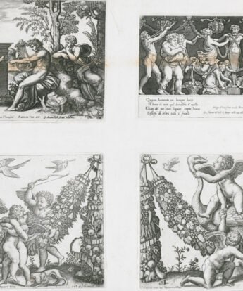 <span class="numbwork">1603</span > <span class="bullwork">•</span > Sacrificio a Príapo - Apolo y Marsias - Cuatro cupidos - Tres cupidos jugando con un avestruz