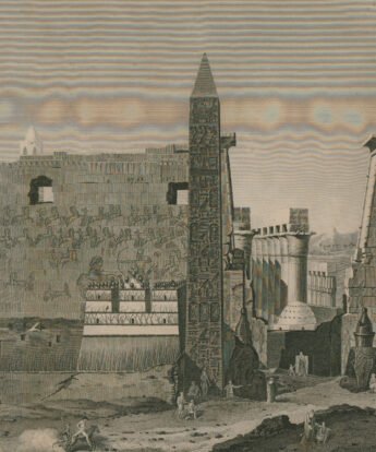 <span class="numbwork">1620</span > <span class="bullwork">•</span > Vista del pilono de Luxor con sus dos grandes obeliscos