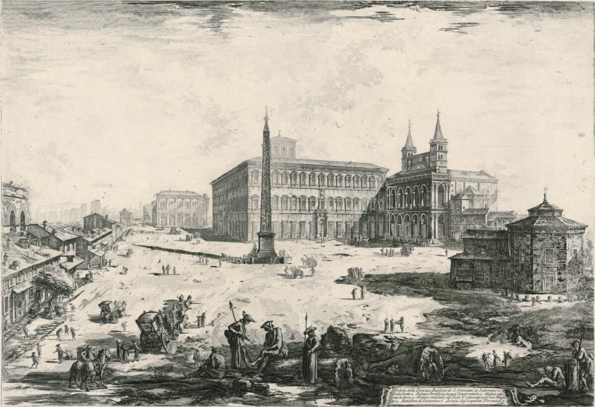 <span class="numbwork">1635</span > <span class="bullwork">•</span > Vista de la plaza y la Basílica de San Juan de Letrán
