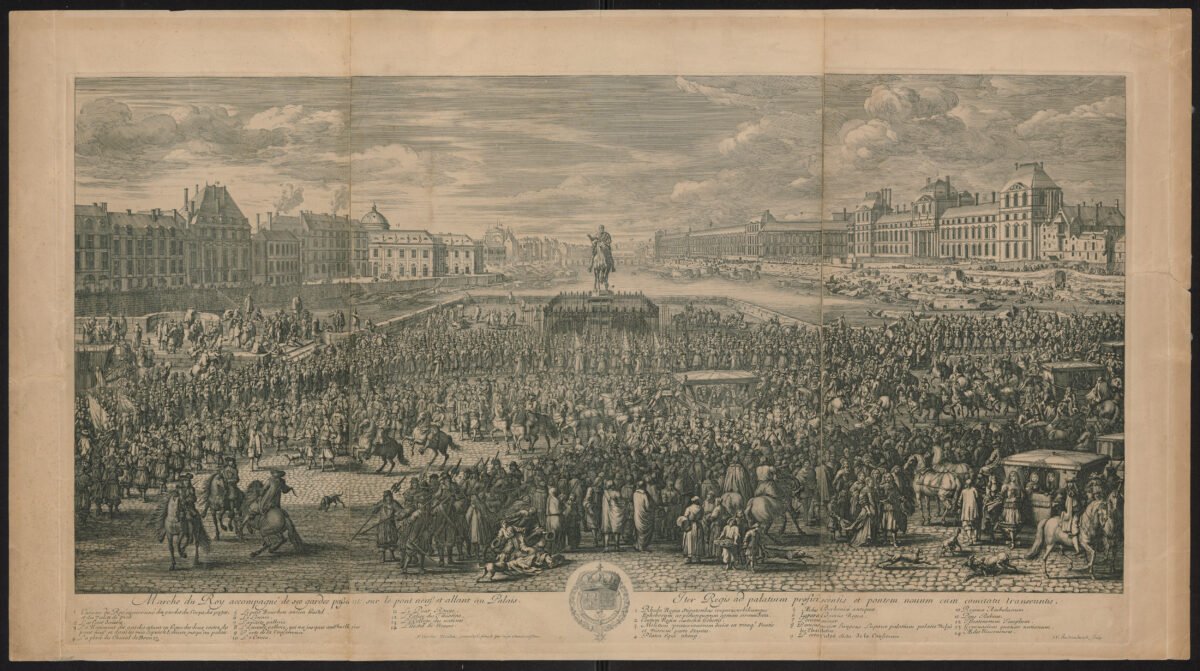 <span class="numbwork">1650</span > <span class="bullwork">•</span > El rey Luis XIV de Francia y su séquito cabalgando por el Pont-Neuf - Image 2