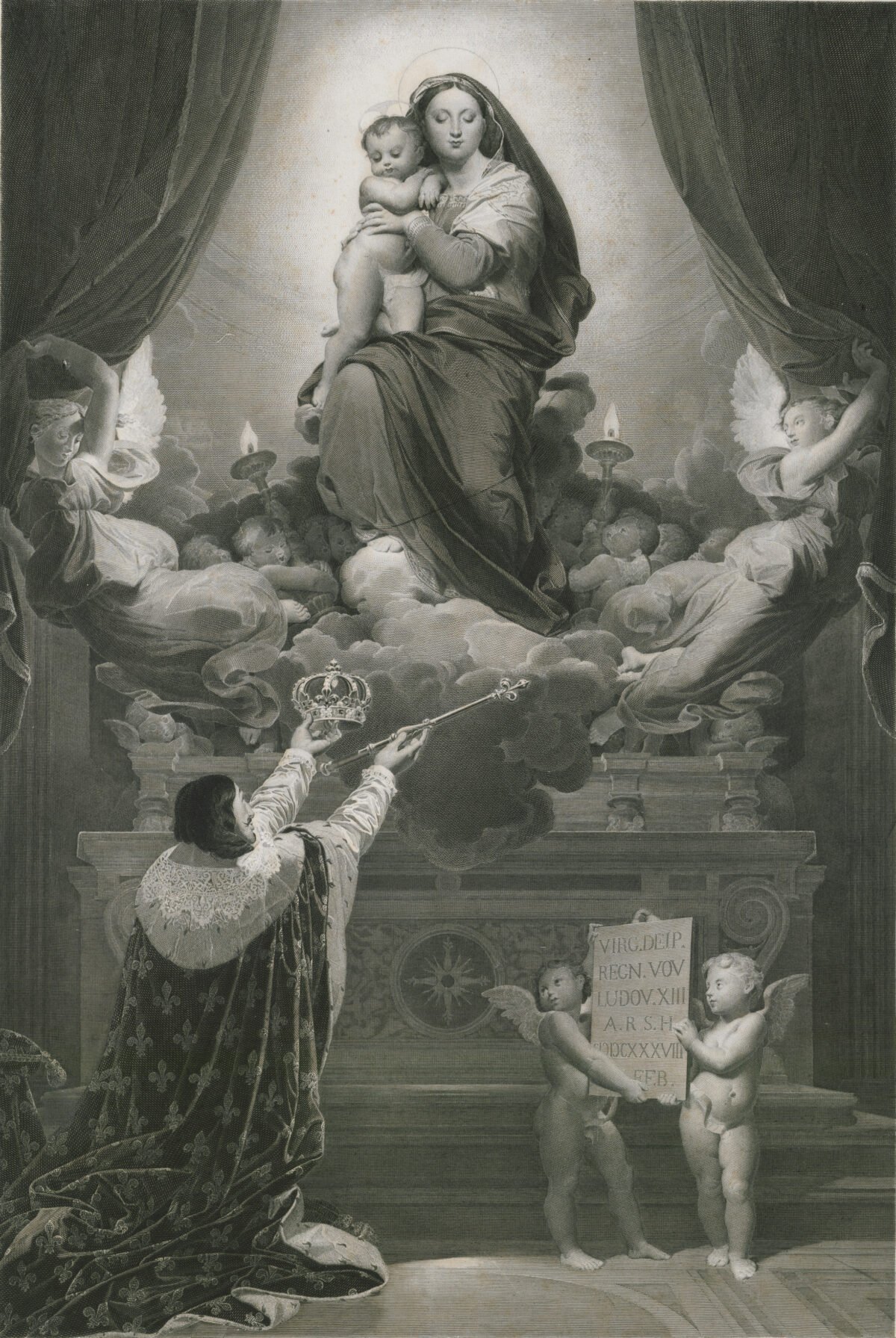 <span class="numbwork">1673</span > <span class="bullwork">•</span > Luis XIII dedicando el Reino de Francia a la Virgen y el Niño