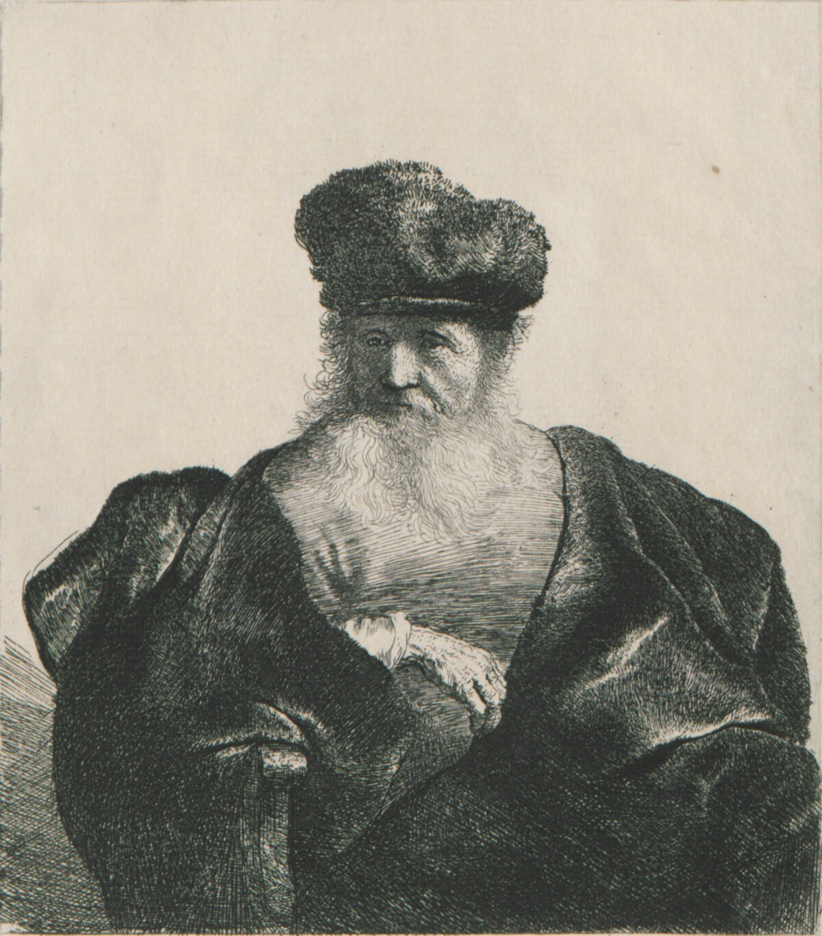 <span class="numbwork">0214</span > <span class="bullwork">•</span > Anciano con barba, gorro de piel y capa de terciopelo