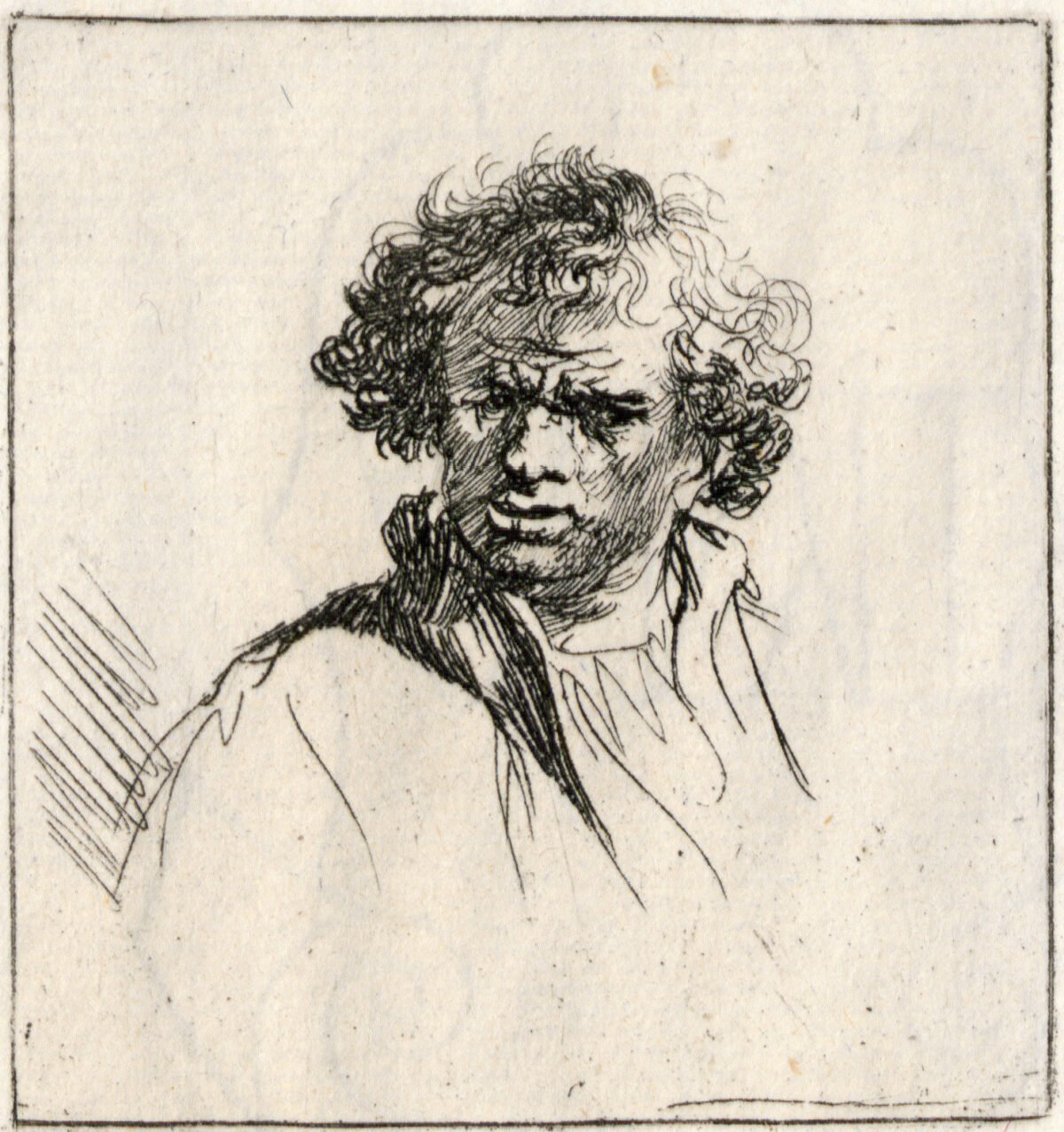 <span class="numbwork">0245</span > <span class="bullwork">•</span > Busto de hombre de pelo rizado con gesto contrariado